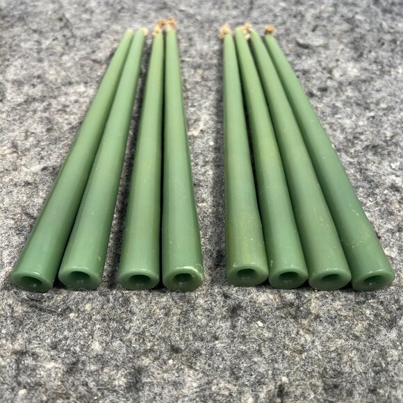 Vintage Dansk Designs France Olive Green 8" Taper Candles Set Of 8 Style 1818 -B - Picture 6 of 13